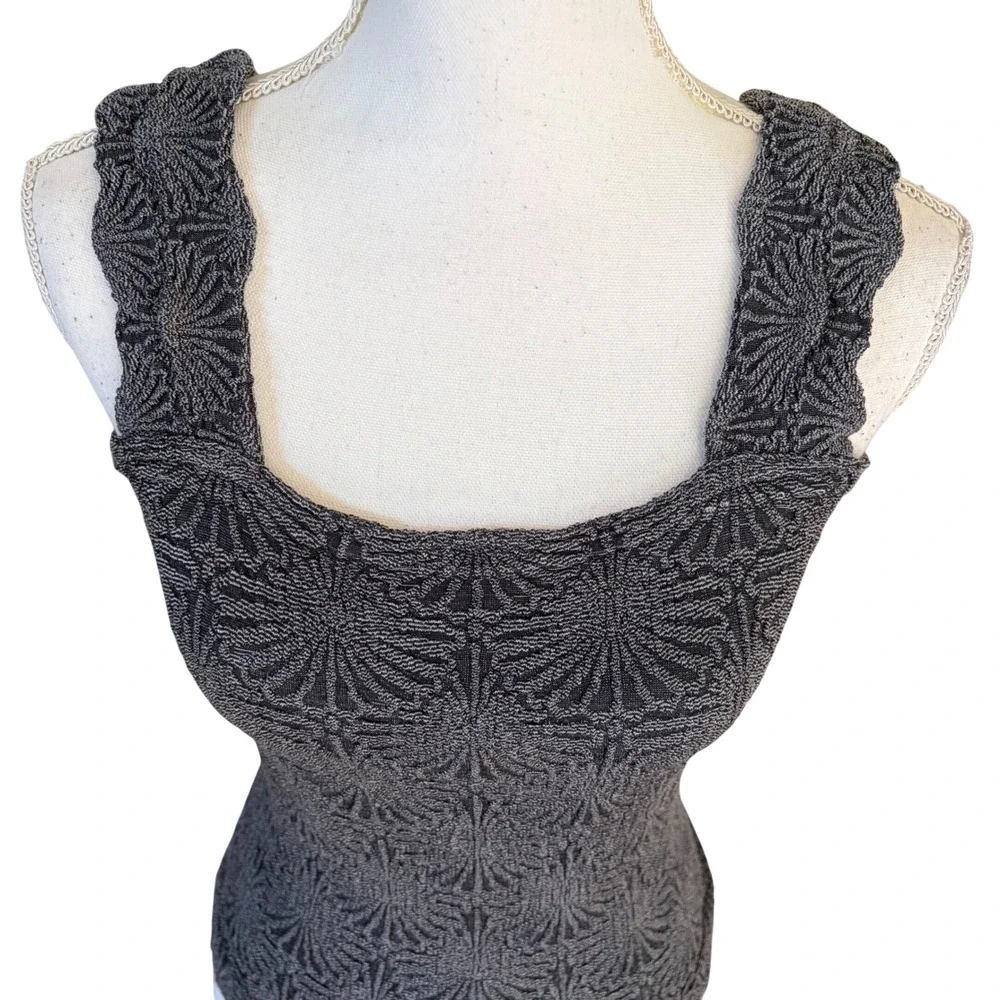 Intimately Free People Grey Textured Knit Tank Top Square Neck M/L Boho Summer
